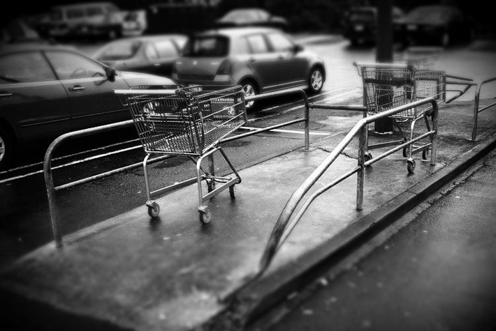 A hoping trolley in a carpark